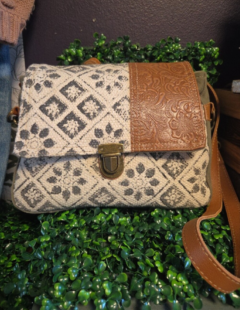 Myra Bag Spell Bound Leather Floral Embossed-Flap Crossbody